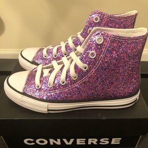 Little girls size 3 galaxy sparkle high top Converse